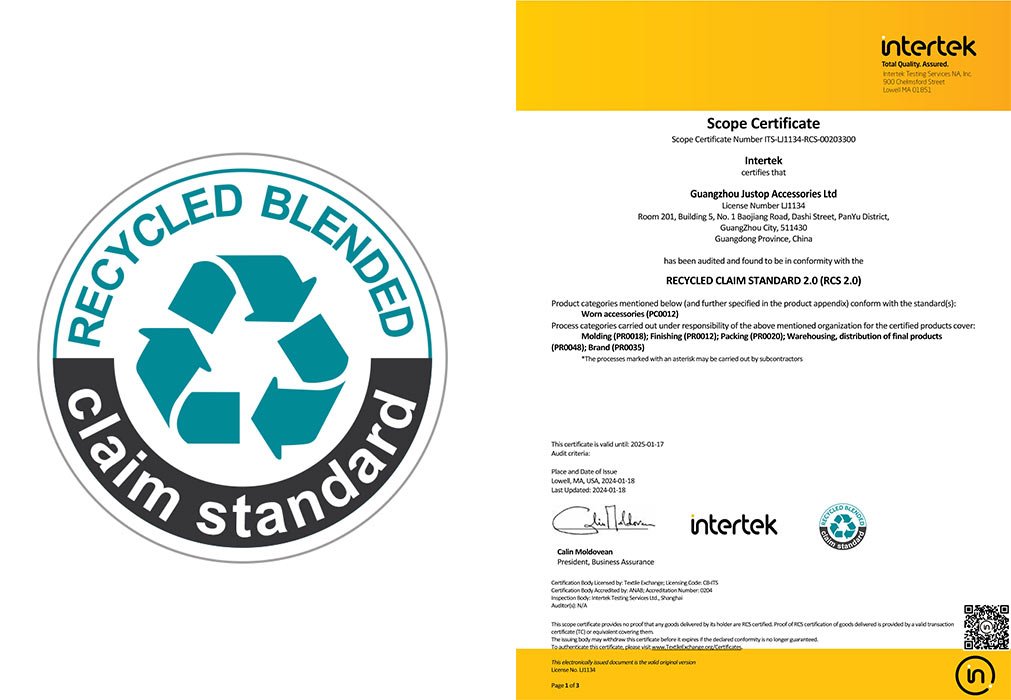 Hexingsheng Jewelry | RCS Certification Enhances JUSTOP's Sustainability Efforts