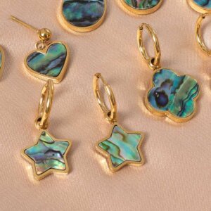 Abalone Shell Stainless Steel Drop Earrings Plated by 18k Gold