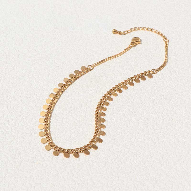 Shimmering 18K Gold Plated Anklet with Dangling Round Discs