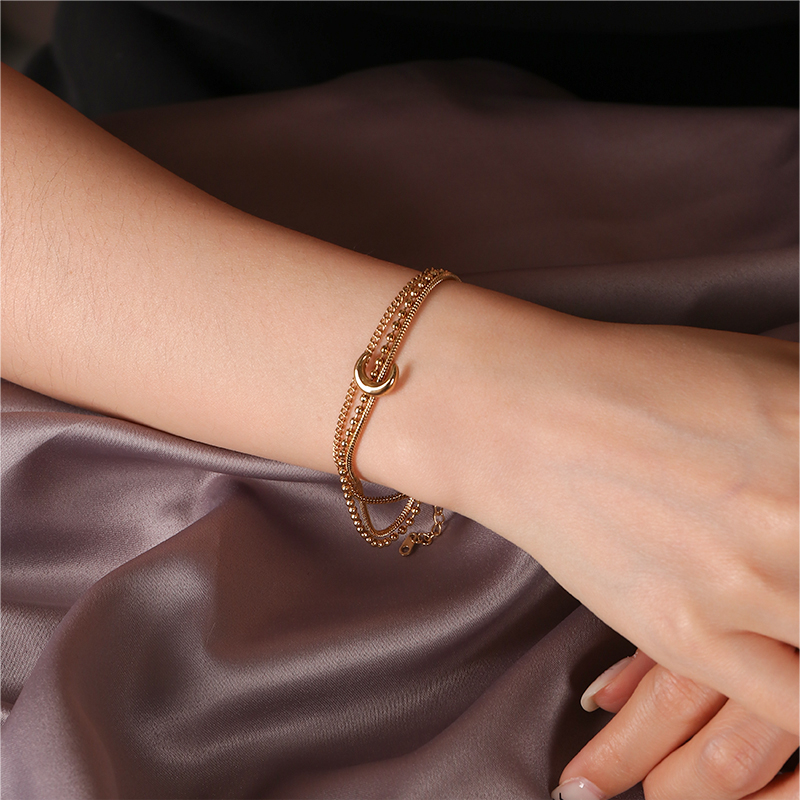 Elegant 18K Gold Plated Stainless Steel Multi Layer Bracelets