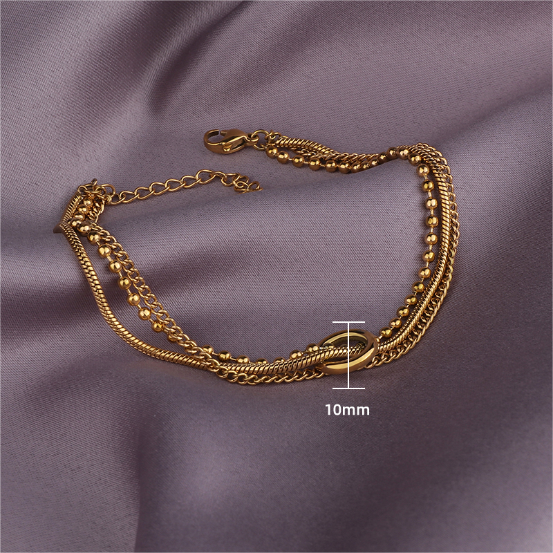 Elegant 18K Gold Plated Stainless Steel Multi Layer Bracelets