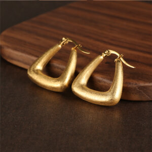 18K Gold Plated Earrings Set with Brushed and Matte Textures