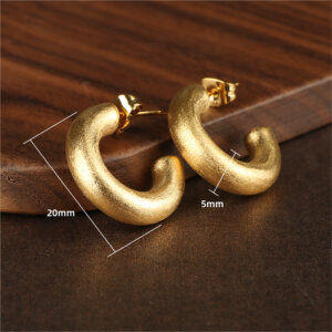 18K Gold Plated Earrings Set with Brushed and Matte Textures