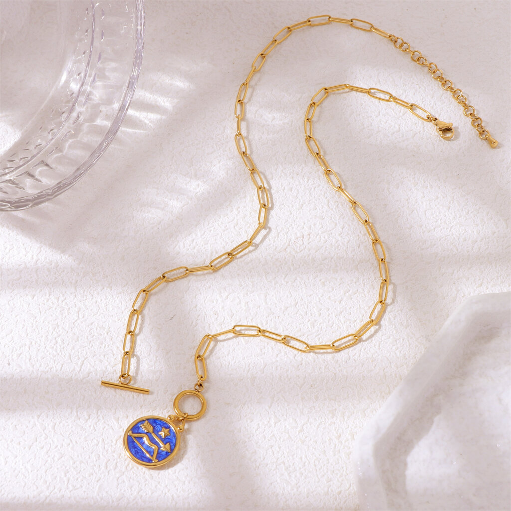 Sagittarius Zodiac Sign Necklace in 18k Gold Plated Stainless Steel