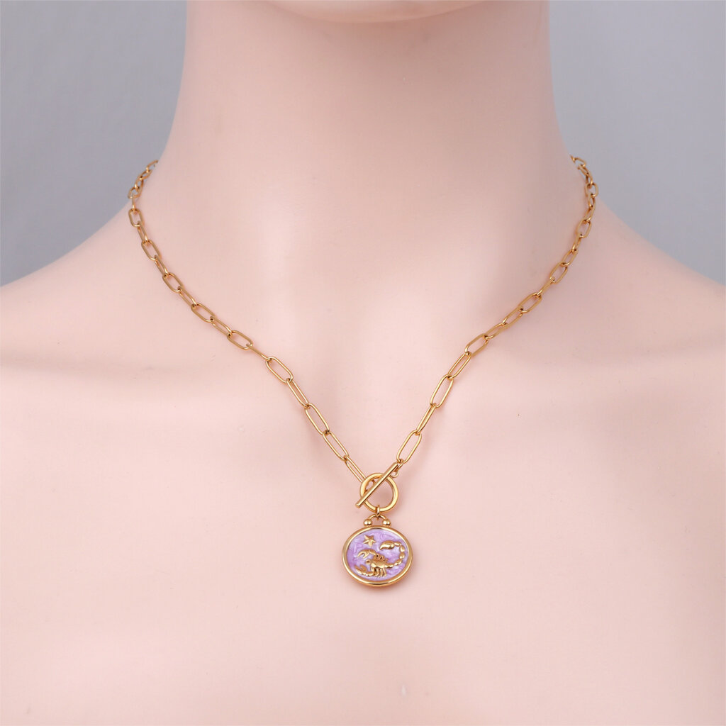 Scorpio Zodiac Sign Necklace in 18k Gold Plated Stainless Steel