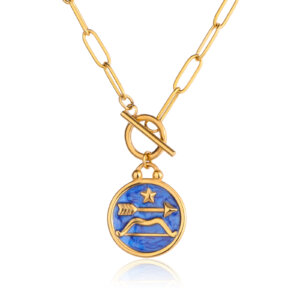 Sagittarius Zodiac Sign Necklace in 18k Gold Plated Stainless Steel