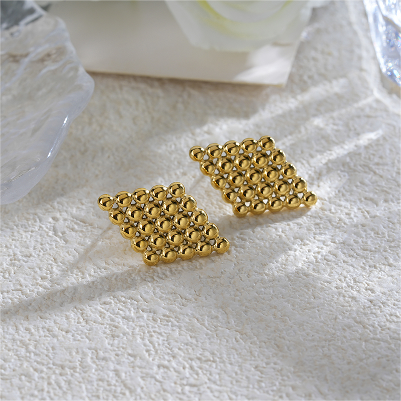 Modern Chic Gold Plated Stainless Steel Geometric Stud Earrings