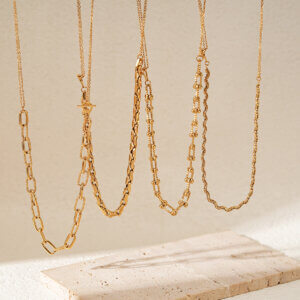 Modern Layered Chain Necklace Collection with OT Toggle Clasp